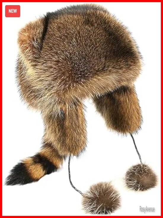 Faux Fur Raccoon Tail Animal Hat Winter Earflap Trapper Beanie for Women main image 6